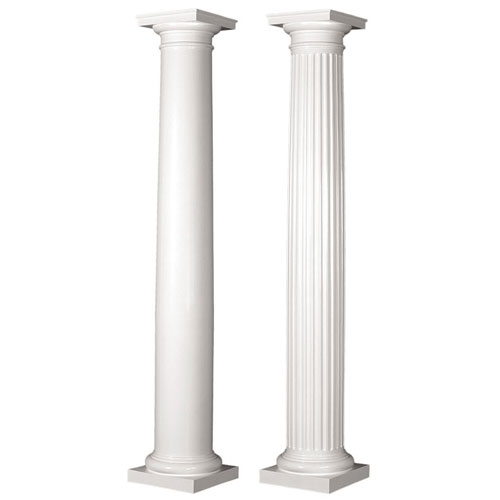 Round Tapered Fiberglass Polymer Columns, for Front Porch