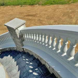 outdoor stairs with curved railing